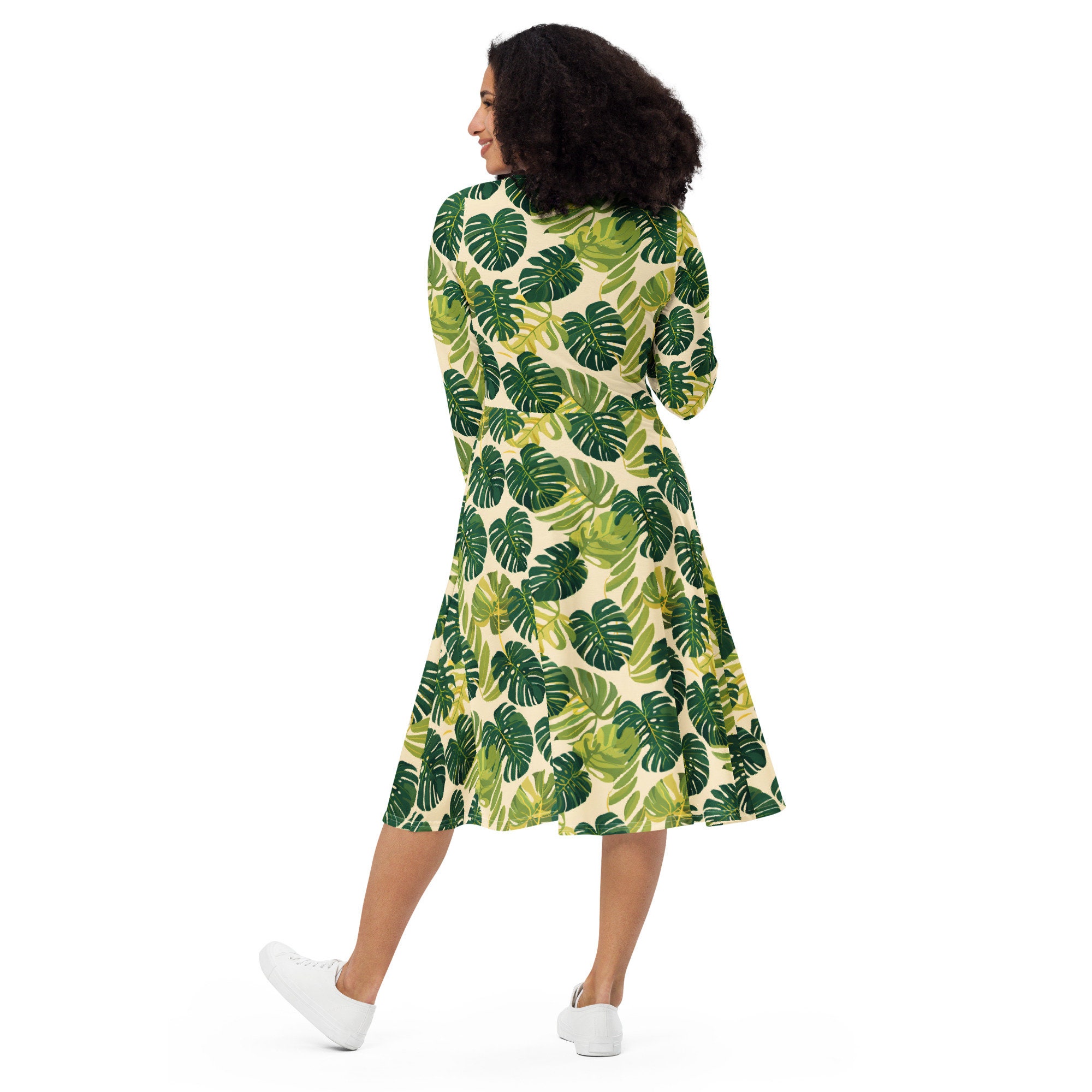green monstera embroidery midi dress Green Monstera Corset Eyelet Maxi Dress – ban.do main image 1
