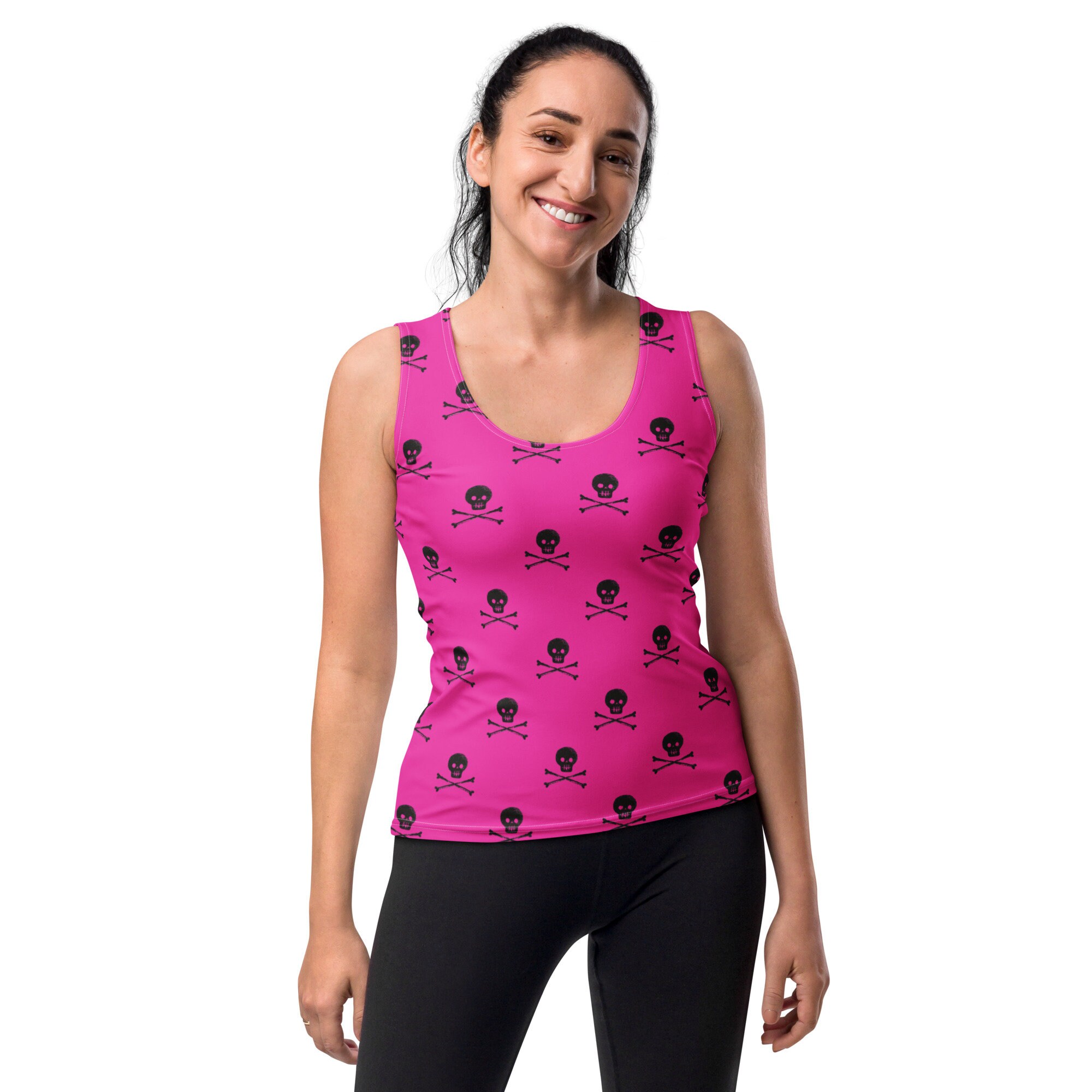 Pink Skull & Crossbones Tank Top: Pastel Goth Sleeveless