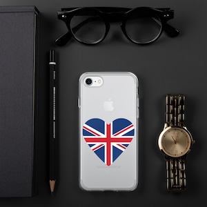 Union Jack Heart Clear Case for iPhone®, UK Phone Case, United Kingdom iPhone Case, Heart Clear Phone Case, Stylish iPhone Case
