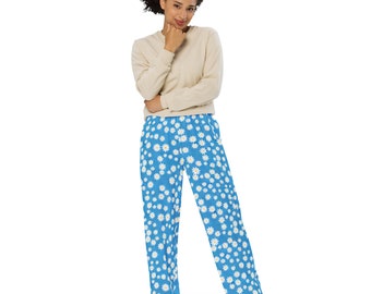 Daisy wide-leg pajama pants, Plus size pajamas, Daisies Pajama Pants, Petite Sizes, Flower Pajama Pants