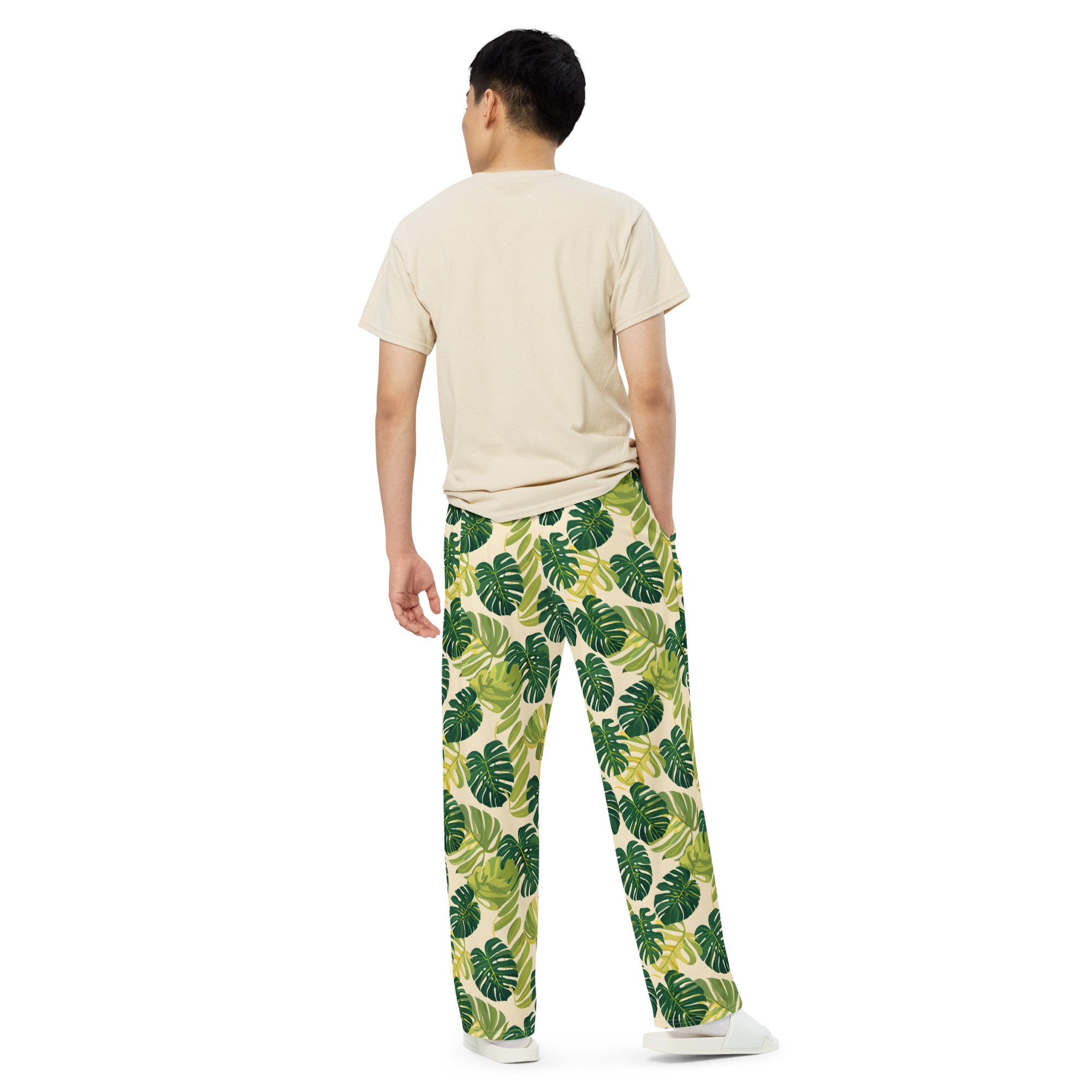 Monstera Leaves Wide-leg Pajama Pants: Comfy Plant Lover