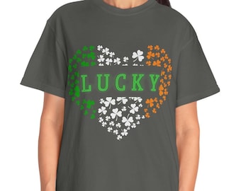 Camiseta teñida en prenda del día de San Patricio de la suerte, camiseta del día de San Patricio, camiseta de San Patricio de la suerte, camiseta del corazón del día de San Patricio, camiseta del día de San Patricio. día de San Patricio