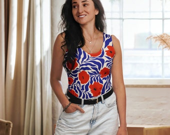 Red Poppies Tank Top: Women's Fitted Flower Shirt - Etsy