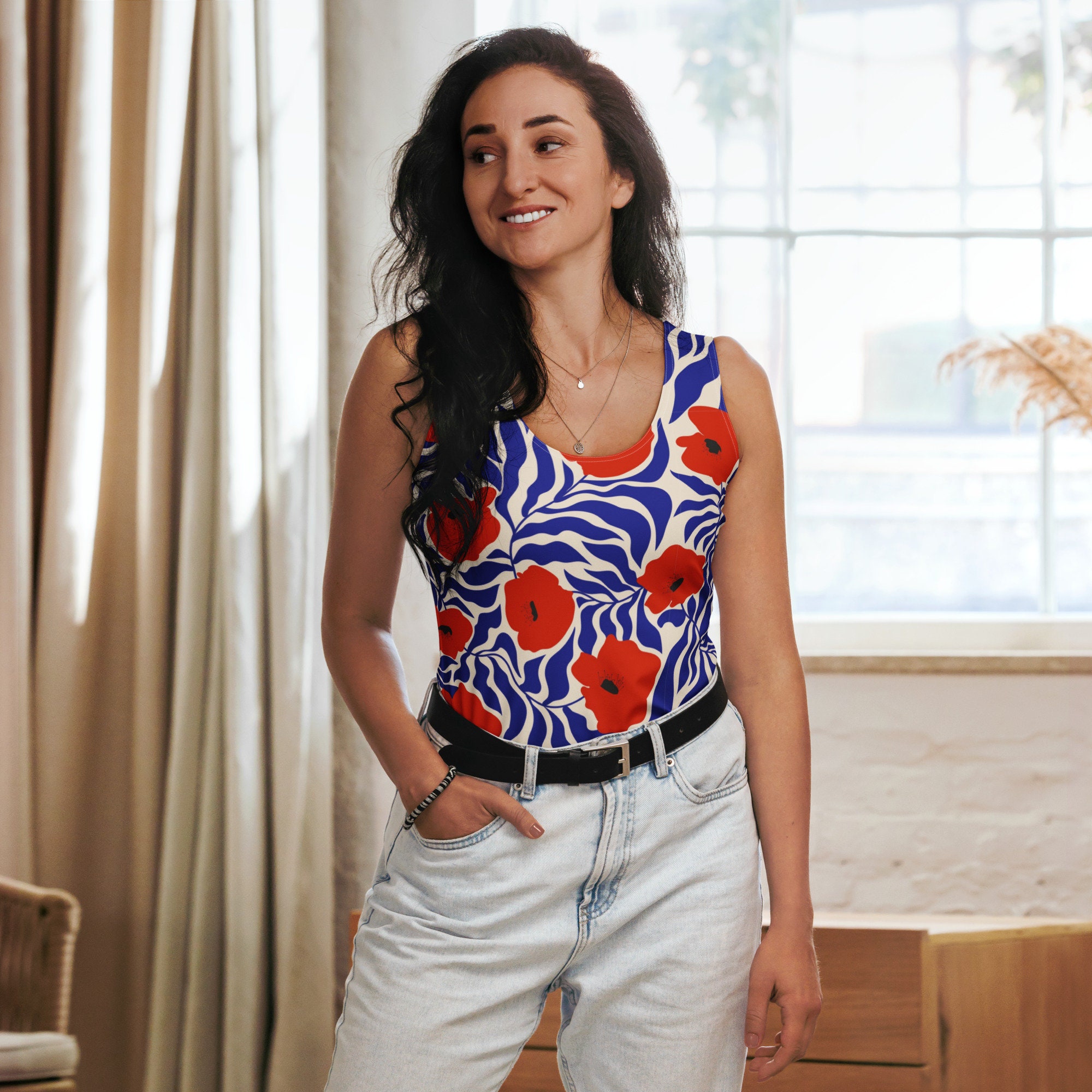 Red Poppies Tank Top: Women's Fitted Flower Shirt - Etsy