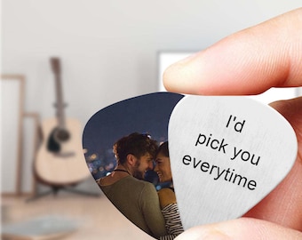 Custom Photo Guitar Picks Engraved With Your Personalized Text, Custom Guitar Pick, Guitarist Gift, For Music Lovers, Anniversary Gift