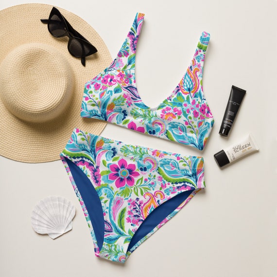 Floerns Women's Two Piece Bathing Suit Tie Dye High Waisted - View #14