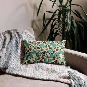 Türkis Gepard Print Premium Kissenbezug, Animal Print Kissenbezug, Akzent Kissenbezüge, Dekokissen, Wohnkultur