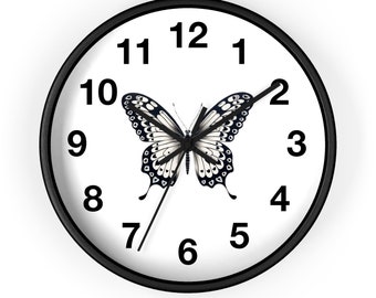 Minimalist Butterfly Wall Clock, Silent Analog Clock, Home Decor, Butterfly Lovers, Christmas Gift, Home Office , Housewarming Present