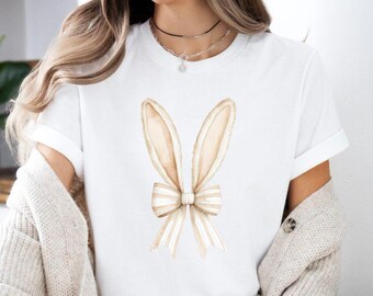 Kokette Schleife Hasenohren Shirt - Ostern Shirt - Osterhasenohren - Kokette Schleife Shirt - Hasenohren Shirt - BELLA CANVAS 3001