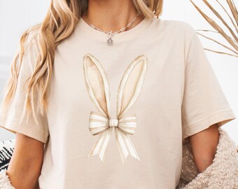 Kokette Schleife Hasenohren Shirt - Ostern Shirt - Osterhasenohren - Kokette Schleife Shirt - Hasenohren Shirt - BELLA CANVAS 3001