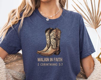 Maglietta con stivali da cowboy 2 Corinzi - Bella Canvas Christian Tee