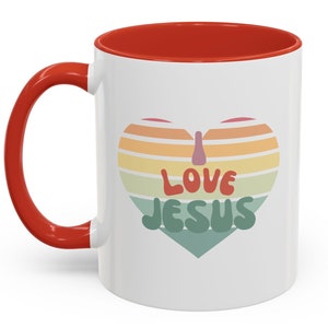 I Love Jesus - Christian Coffee Mug - Christian Gift - Prayer Mug - Quiet Time - Accent Coffee Mug, 11oz