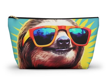 Sloth Accessory Pouch | Pencil and Pen Case | Tech Case | Survival Kit | T-bottom Travel Bag | Pop Art Gift | Animal and Sloth Lovers