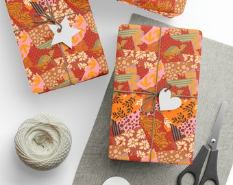 Washi Tape Gift Wrap, Glossy or Matte Wrapping Paper Roll, Stationery Supply, Aesthetics Paper Sheet Crafts, Paper Cutout, Floral Collage