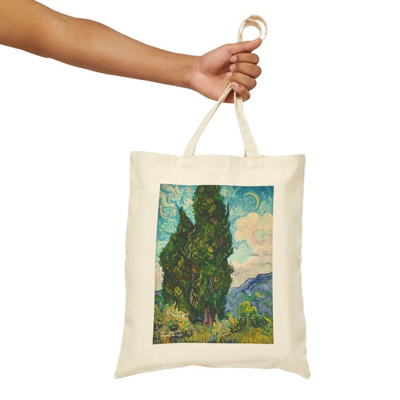 Vincent Van Gogh Post-impressionism Canvas Art Tote Bag, Cypresses - Main Image