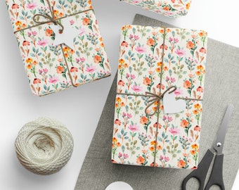 Pastel Floral Gift Wrap, Modern Glossy or Matte Wrapping Paper Roll, Aesthetics Stationery Supply, Paper Crafting, English Flower Garden
