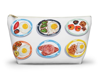 Breakfast Accessory Pouch | Pencil and Pen Case | Tech Case | Survival Kit | T-bottom Travel Bag | Pop Art Gift | Eggs and Ham Food