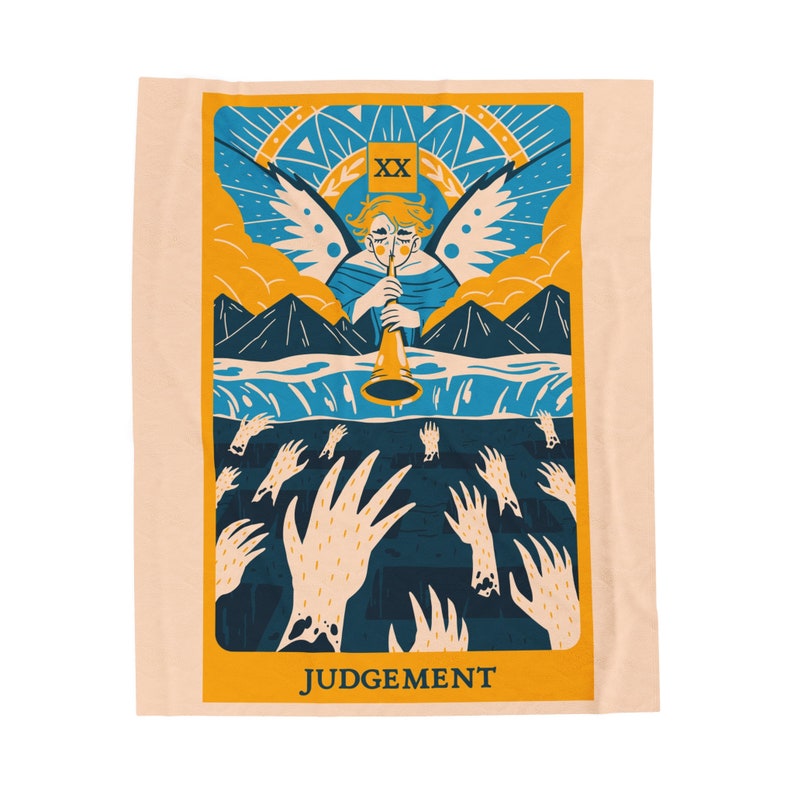 Judgment Tarot Card Velveteen Plush Blanket, Major Arcana XX, Spiritual Aesthetic Throw, Witchy