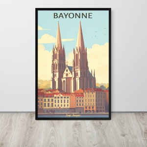 Bayonne Travel Vintage Poster, Pays Basque Affiche de Voyage, France Retro Prints, Vintage Wall Art, Airbnb Home Wall Decor,Digital Download