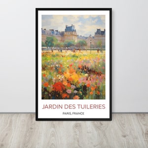 Cartel de acuarela del jardín de las Tullerías, impresión de arte del Jardín de las Tullerías, cartel impresionista de viaje de París, decoración de la pared del hogar, marco/sin enmarcar