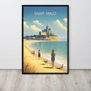 Impressão de viagem de St Malo, pôster vintage de viagem de Saint Malo, impressão de arte Bretagne Brittany, Affiche de Voyage, arte digital, emoldurado/apenas pôster