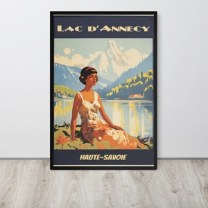 Annecy Travel Vintage Poster, Lac d'Annecy France, Affiche de Voyage, France Retro Prints, Vintage Art, Airbnb Home Decor, Digital Download