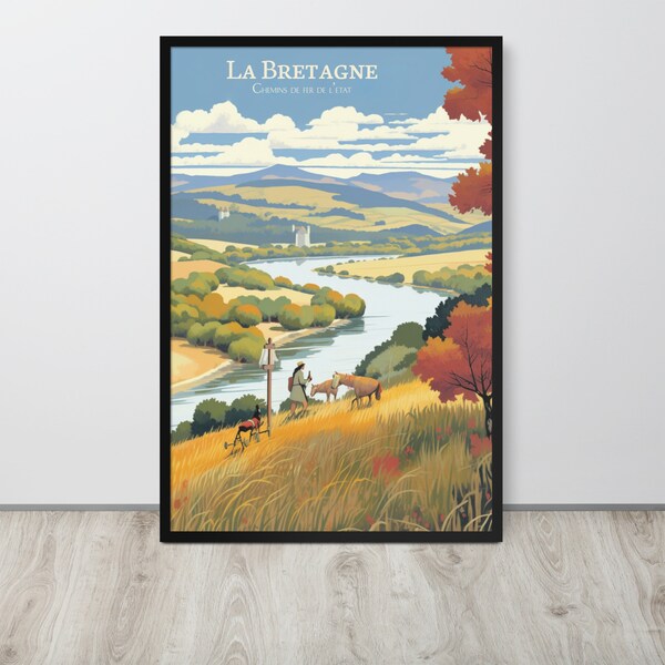 Bretagne Vintage Poster Art, France Brittany Wall Art, French Travel Art, Affiche de Voyage, Vintage Painting, Home Decor, Digital Download