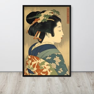 Impressão em xilogravura de gueixa, quimono de gueixa do período Edo, Ukiyoe japonês, impressão de arte japonesa, arte de pôster vintage, arte para impressão, download digital