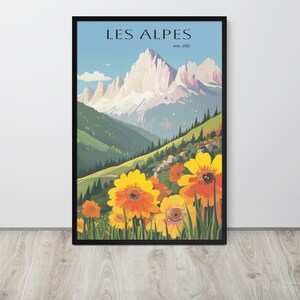 Alps Travel Vintage Poster, Affiche de Voyage, Summer Alpes, Les Alpes France Retro Prints, Vintage Wall Art, Airbnb Decor, Digital Download