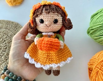 Amigurumi Crochet Doll PDF Pattern – DIY Soft Toy Tutorial, Beginner Friendly, Fall Pumpkin Decor