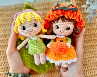 Amigurumi Doll Crochet Pattern Set: Summer & Autumn Dolls (English PDF Pattern)