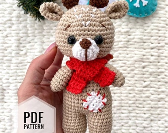 DEER Christmas Crochet pattern - Amigurumi patterns toy - Pdf English tutorial - New year ornaments