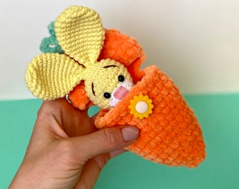 Crochet pattern Bunny in carrot - Easter Amigurumi rabbit pattern - tiny stuffed toy - plush pattern - English Pdf  - Easter gift