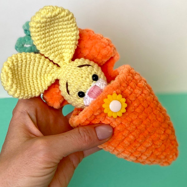 Crochet pattern Bunny in carrot - Easter Amigurumi rabbit pattern - tiny stuffed toy - plush pattern - English Pdf  - Easter gift