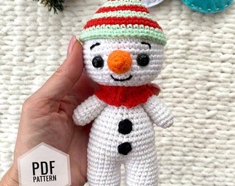 Crochet pattern SNOWMAN Christmas - Amigurumi patterns toy - Pdf English tutorial - New year ornaments