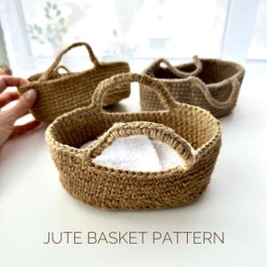 Crochet pattern Jute basket for toys - pattern baby carrier - jude cradle - English Pdf tutorial
