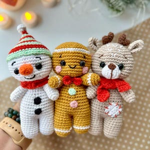 Crochet pattern DEER, GINGERBREAD and SNOWMAN Christmas - Amigurumi patterns toy - Pdf English tutorial - New year ornaments