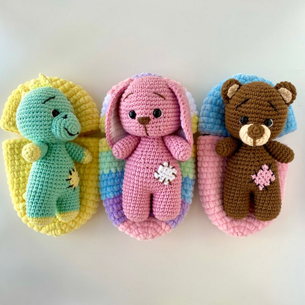 Crochet pattern Bunny, Bear and dino in egg - Amigurumi easter plush toy - tiny hatching stuffed animal - English Pdf tutorial