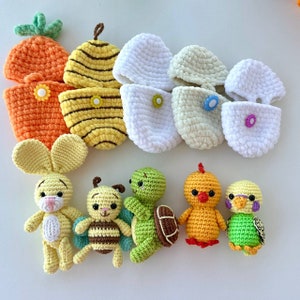 Crochet pattern Easter Bunny in carrot, chick, budgie and Turtle in egg, bee in beehive Amigurumi plushie crochet patterns English Pdf zdjęcie 4