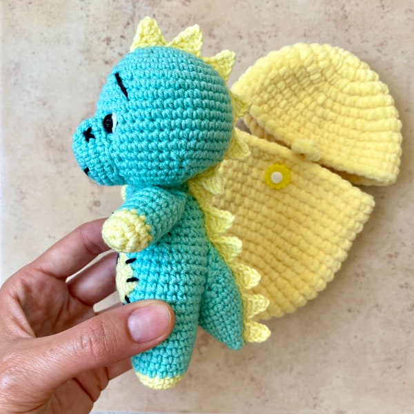 Crochet pattern Dunosaur in egg - Amigurumi hatching dino pattern - stuffed animal - Symbol 2024 dragon - English Pdf tutorial