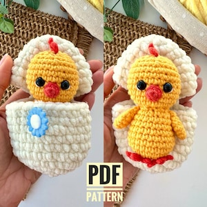 Crochet Easter Chick in Egg Pattern: Amigurumi Chicken Toy (English PDF Pattern)