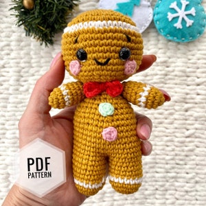 GINGERBREAD Christmas Crochet pattern - Amigurumi pattern toy - Pdf English tutorial - New year decor