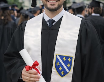 Bosnian Flag Graduation Sash/Stole International Study Abroad Adult Unisex Proud Bosnian Heritage