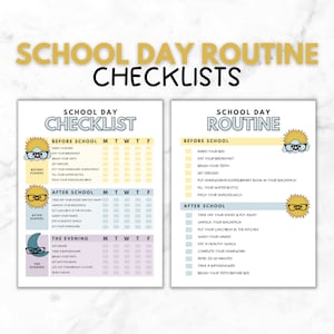 Kids Daily School Routine Checklist | Ready for School Printable | Before and After School Routines for Kids