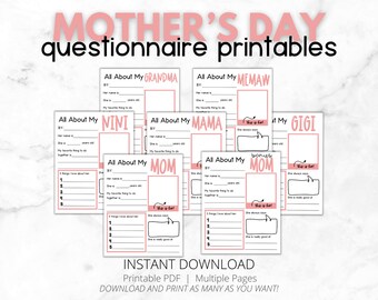 Moederdag printables | Alles over mijn moeder, stiefmoeder, bonusmoeder, oma, oma | Cadeau voor mama | Moederdagkaart | DIRECT DOWNLOADEN | perzik