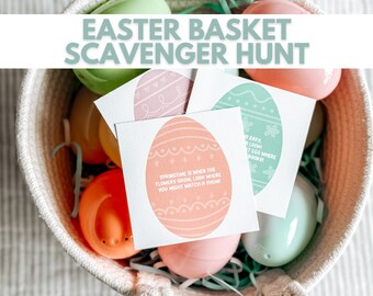 Chasse au trésor de Pâques | chasse aux paniers de Pâques pour les enfants | Jeu de Pâques intérieur extérieur | Indices de chasse de Pâques | Activités de Pâques pour les enfants | Oeuf de Pâques
