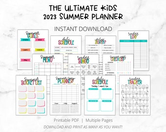 Summer Planning Bundle | Printables for Summer | Bucketlist, Chores, Reading Logs, Calendars, Schedule, Bored Ideas, Screentime Checklists