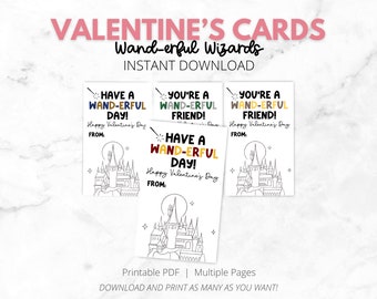 Printable Valentines | Wizard World Valentine's Day Card | HP Valentines | Wand-erful | Valentines for Kids Class Exchange | Valentine Cards