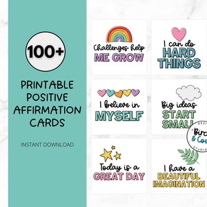 Afirmaciones positivas para niños y adultos / Afirmaciones de mentalidad de crecimiento / Afirmaciones de garabatos divertidos para familias / Afirmaciones para las aulas