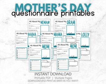 Moederdag printables | Alles over mijn moeder, stiefmoeder, bonusmoeder, oma, oma | Cadeau voor mama | Moederdagkaart | DIRECT DOWNLOADEN | Wintertaling